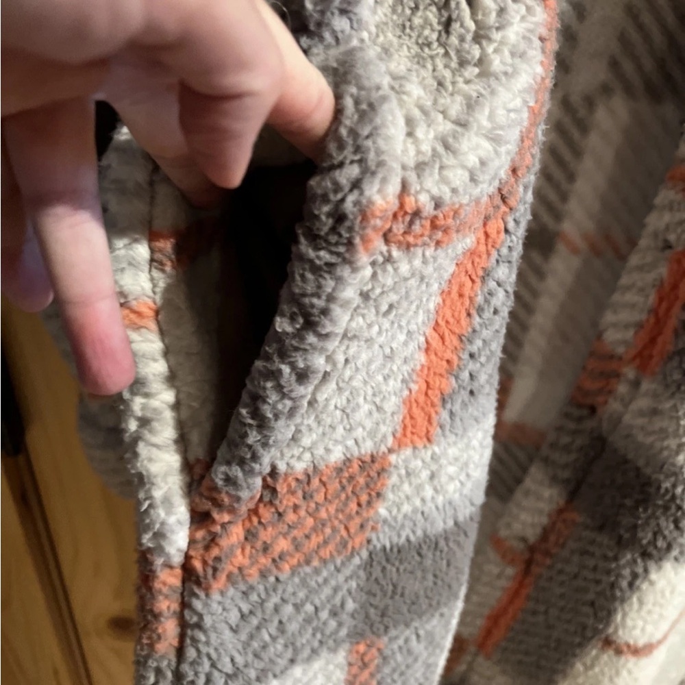 Source Unknown Gray and Orange Teddy Jacket NWT - image 3